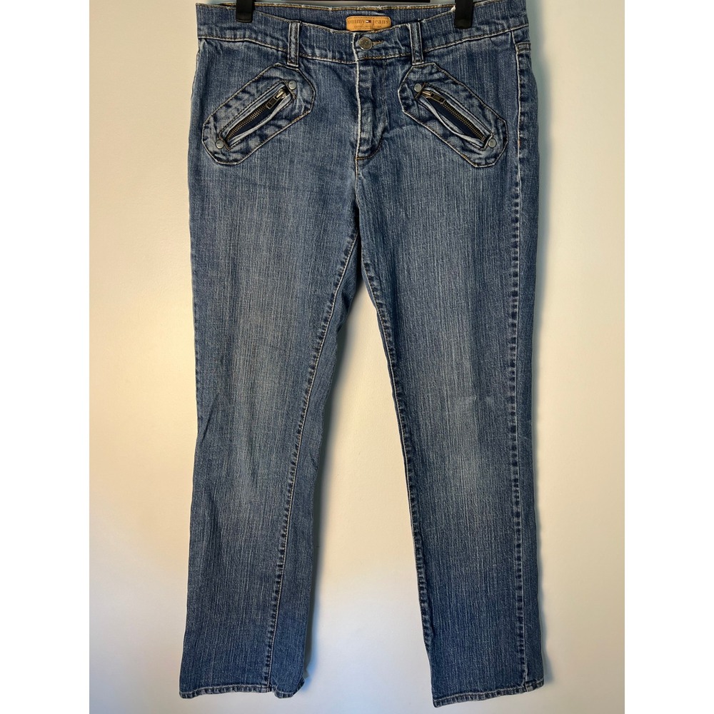 Tommy Jeans Denim Pants‎ Junior 11/ Wm 8 Zipper Pockets Ankle Zip Y2K Low Rise
